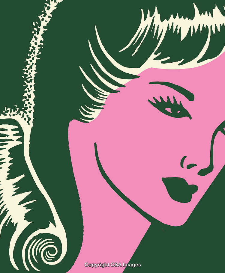 Stylized Line Art Illustration of a Woman With Retro Aesthetic