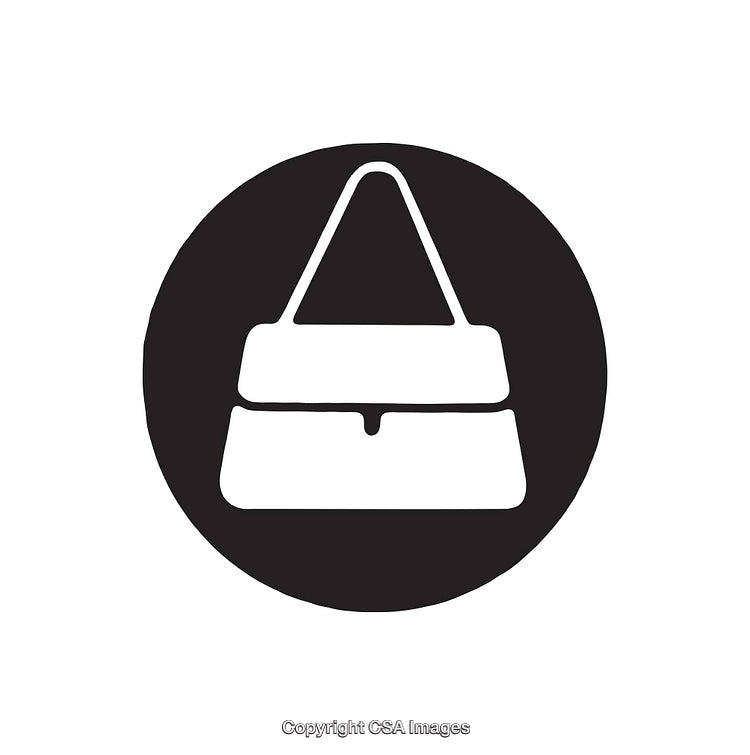 Black and White Icon Depicting a Stylish Handbag Silhouette