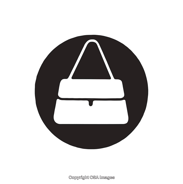 Black and White Icon Depicting a Stylish Handbag Silhouette