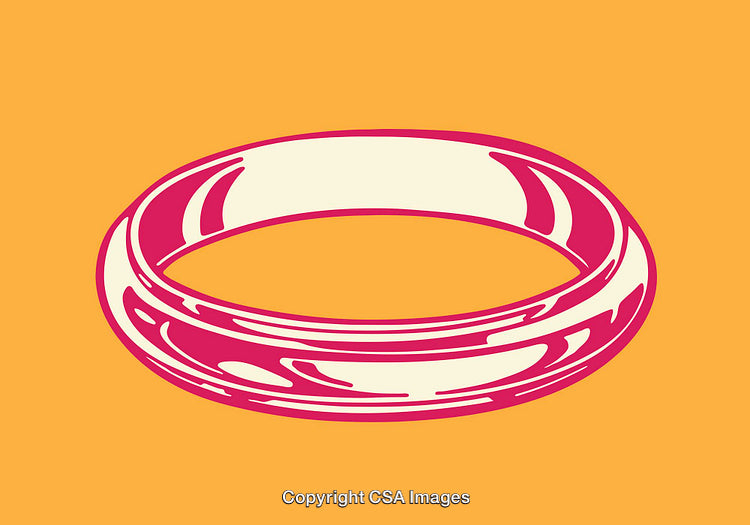 Colorful Line Art Illustration of a Simple Ring on Orange Background