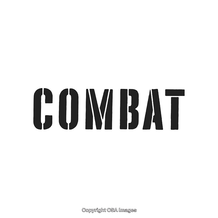 Bold Stencil Style Black Combat Text Displayed on White Background