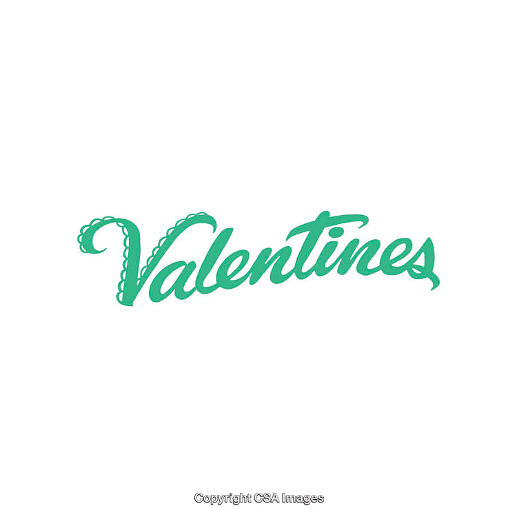 Elegant Script Text Displaying Valentines in Stylish Green Font