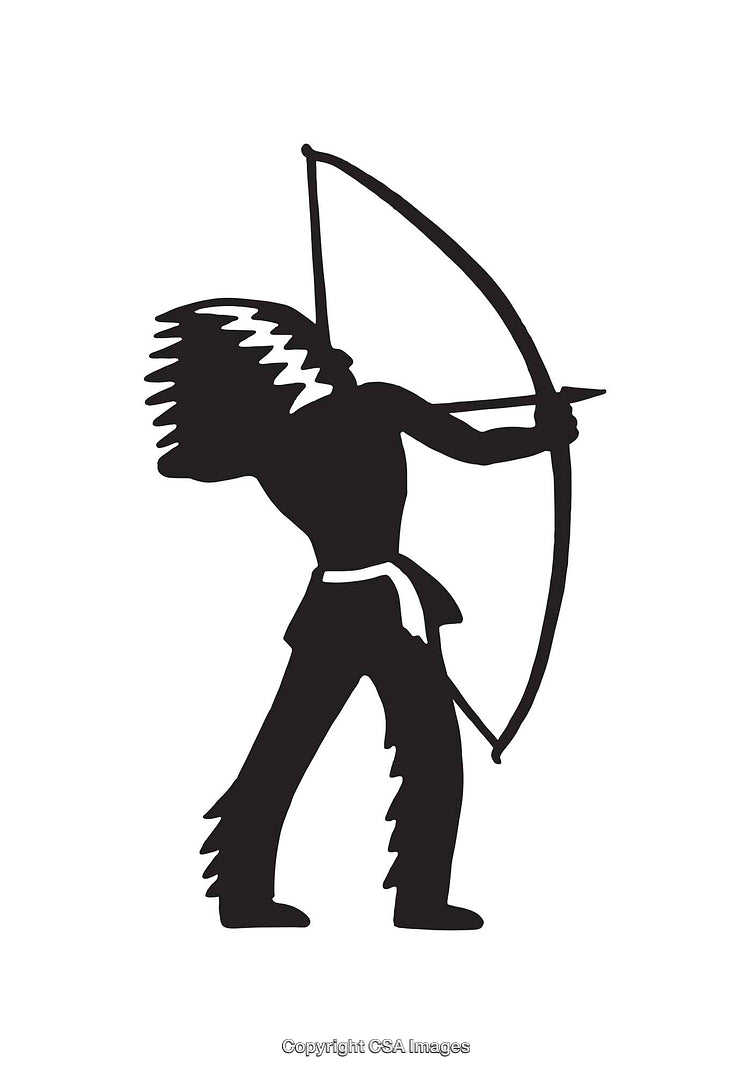 Silhouette Illustration of a Bowman Drawing an Arrow in Dynamic Pose