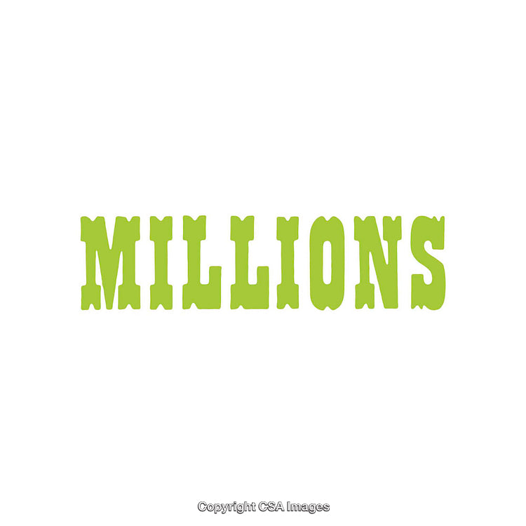 Green Typography Displaying the Word Millions on a White Background