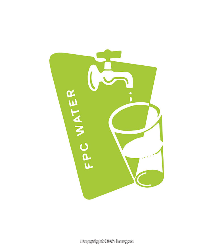 Illustration of a Water Tap Icon with a Glass and Text