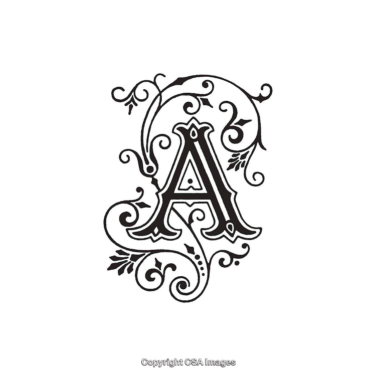Ornate Decorative Capital Letter A with Flourishes