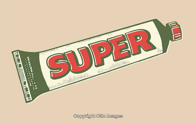 Color Line Art Illustration of a Tube with the Word Super