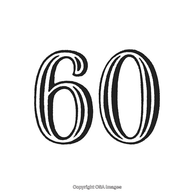 Elegant Black and White Number 60 Illustration for Milestone Celebration