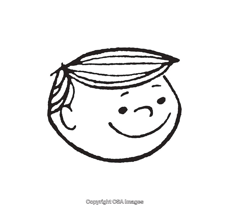 Black and White Smiling Cartoon Boy Line Art Drawing