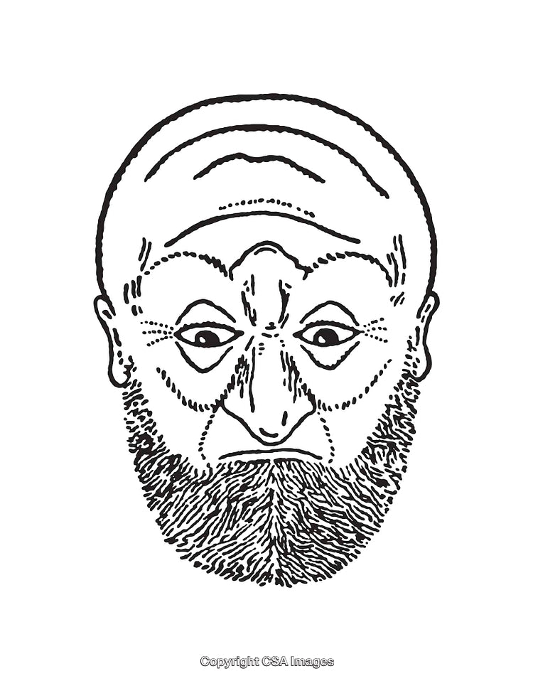 Surreal Black and White Line Art Dual Perspective Portrait