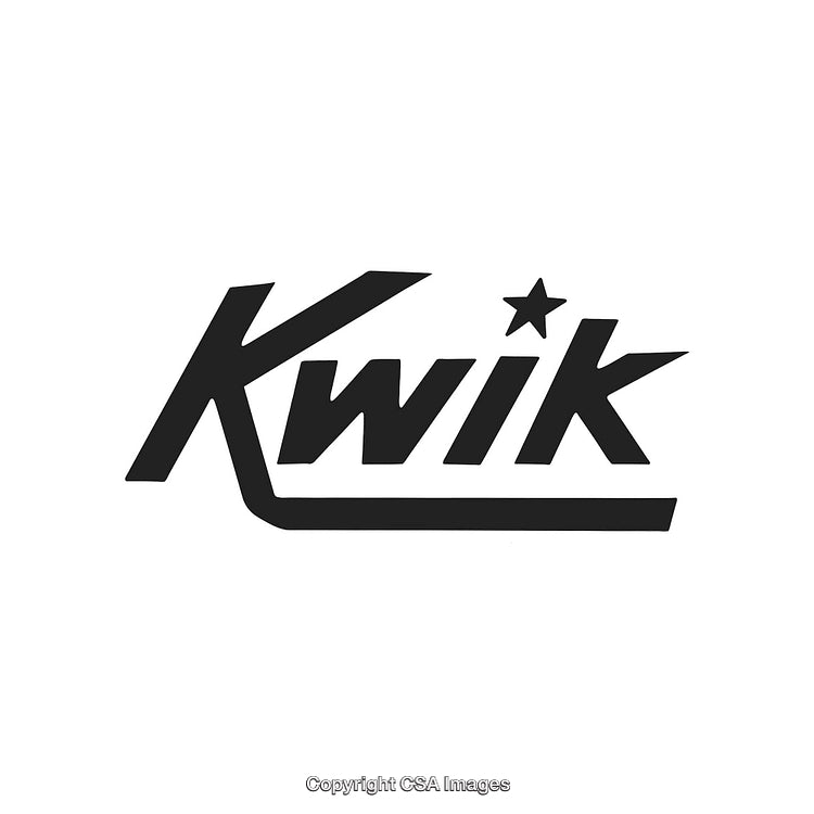 Retro Black and White Kwik Logo Design with Star Element