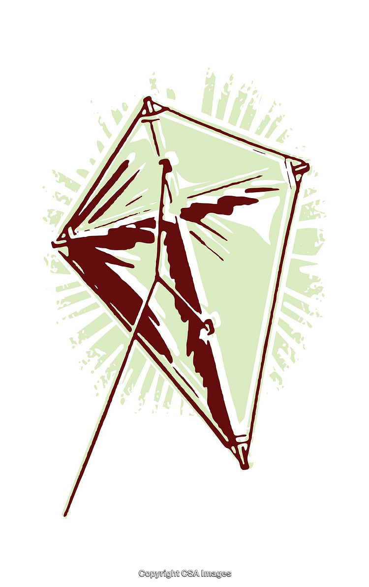 Vintage Illustration of a Kite with Artistic Brush Stroke Background