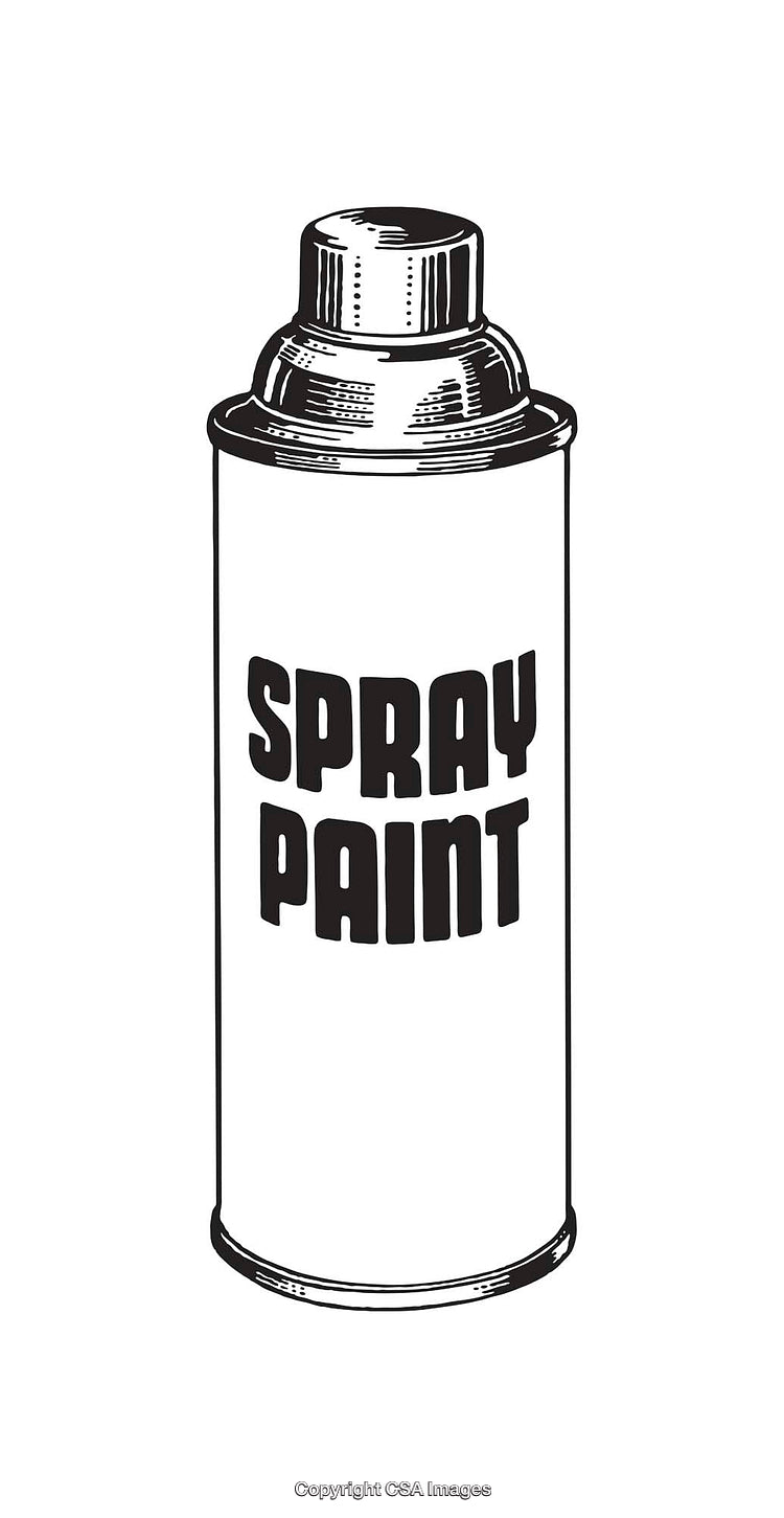 Black and White Line Art Illustration of a Spray Paint Can