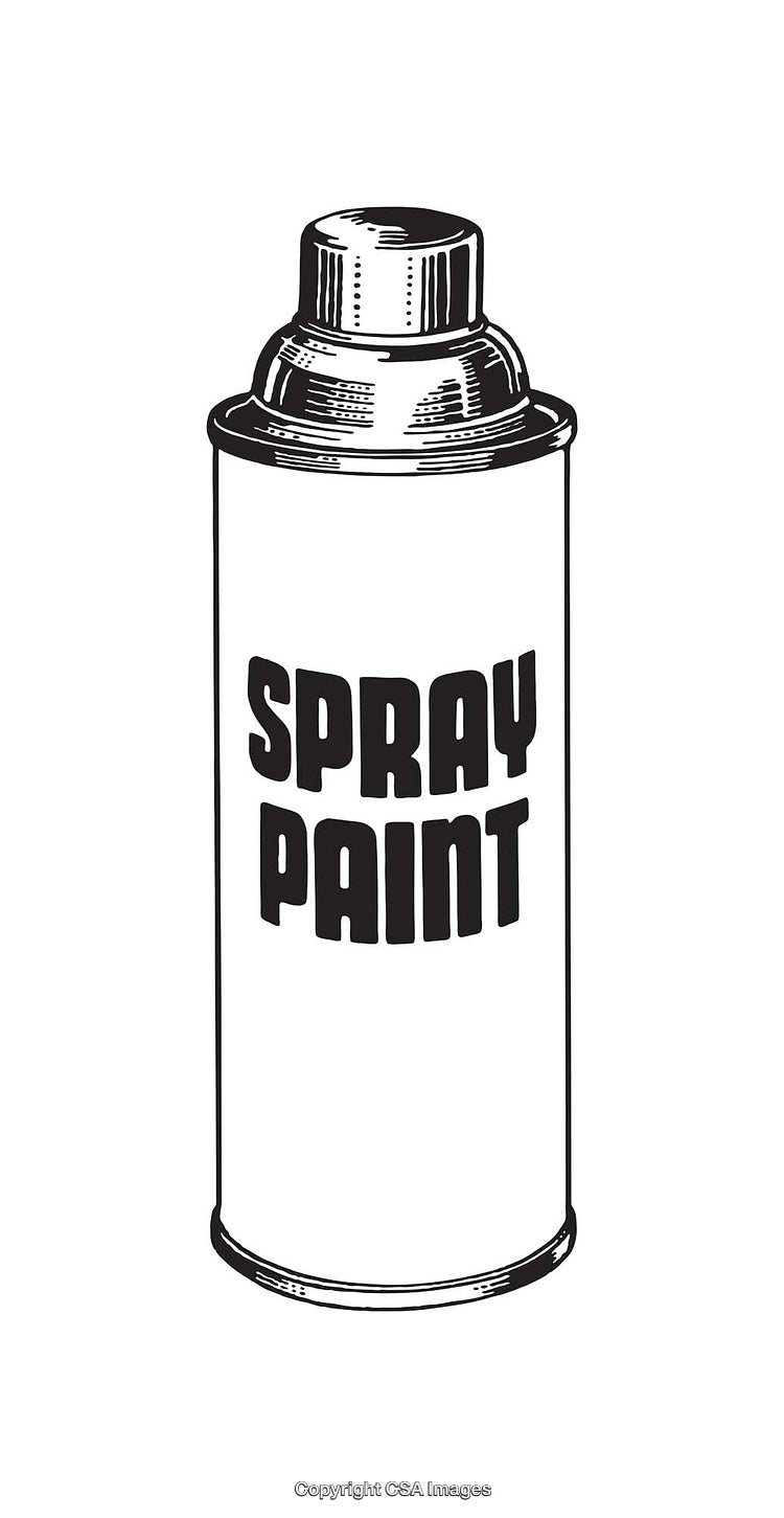 Black and White Line Art Illustration of a Spray Paint Can
