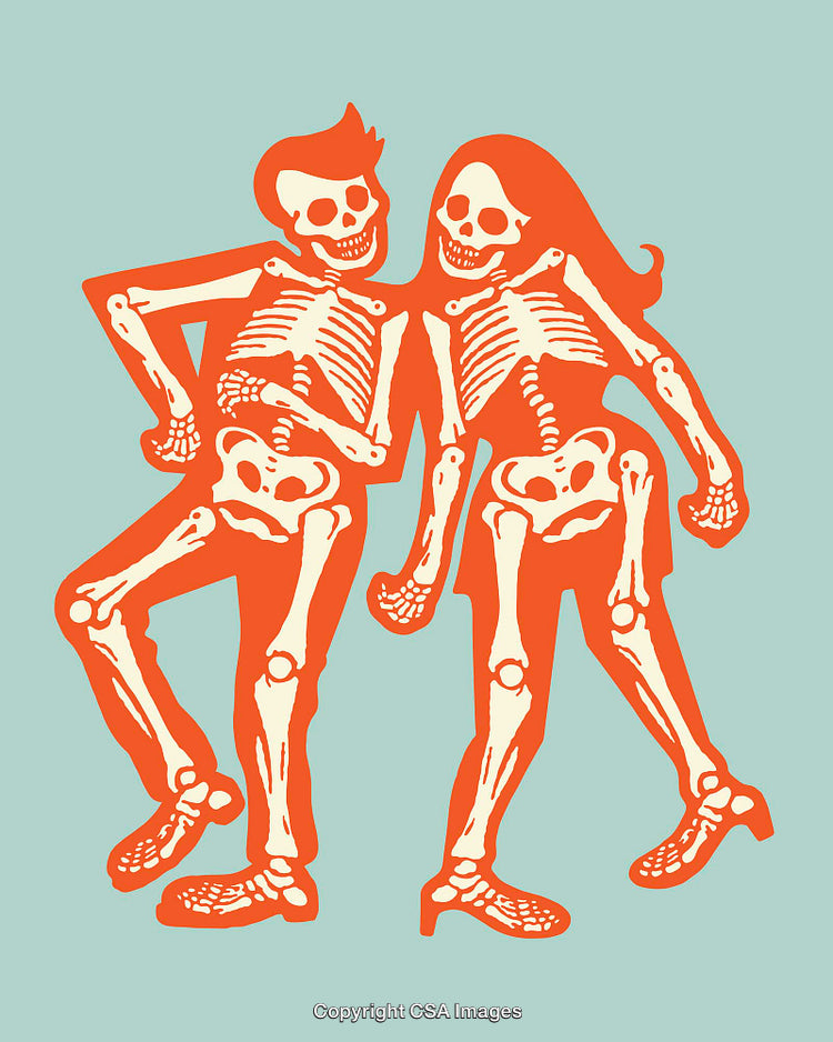 Colorful Skeleton Dance Art with Playful Halloween Vibes in Line Art Style