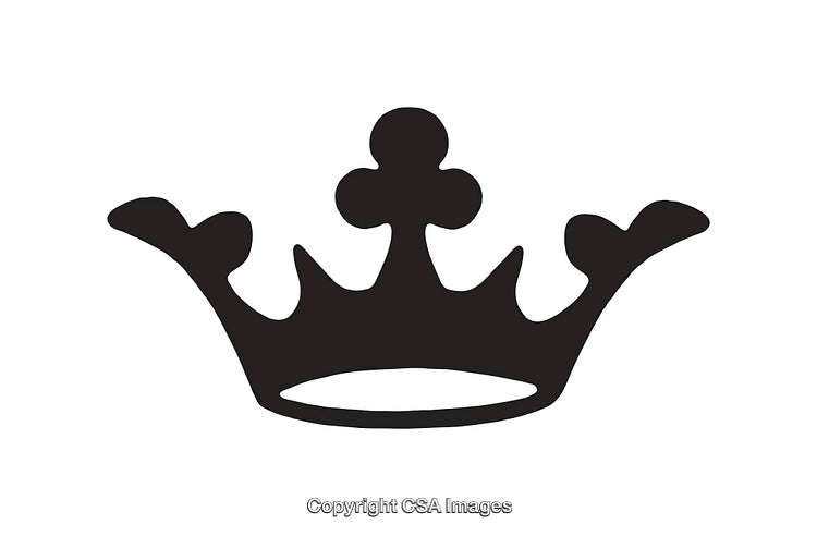 Elegant Black Silhouette Crown Icon on White Background