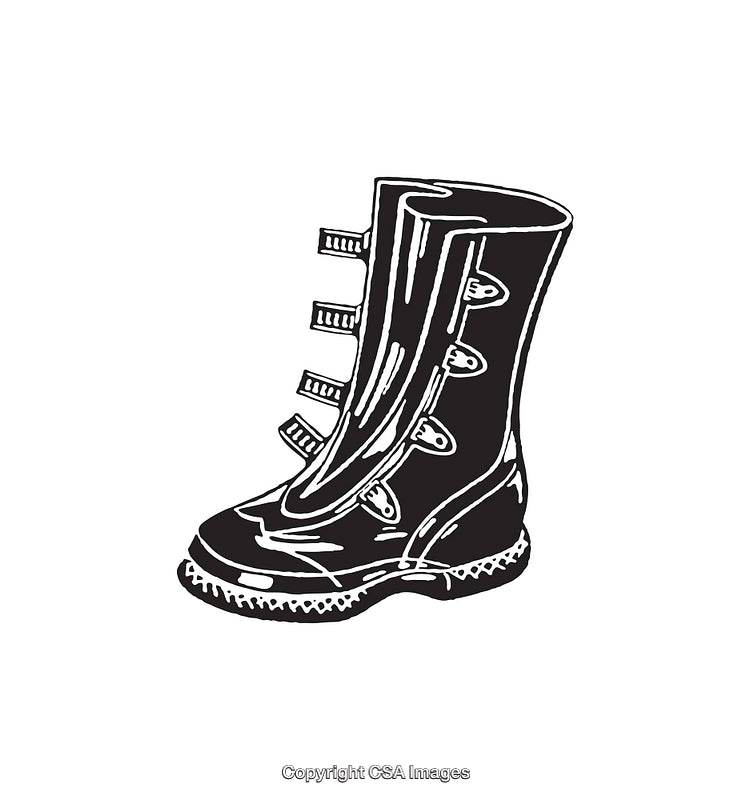Black and White Line Art of a Stylish Boot Illustration