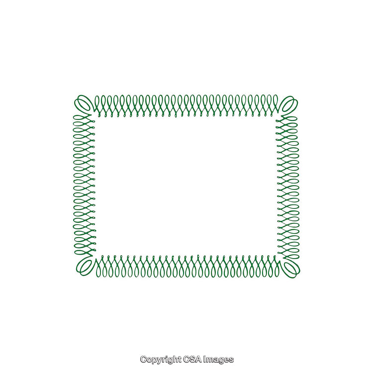 Decorative Green Abstract Border with Loop Pattern on White Background