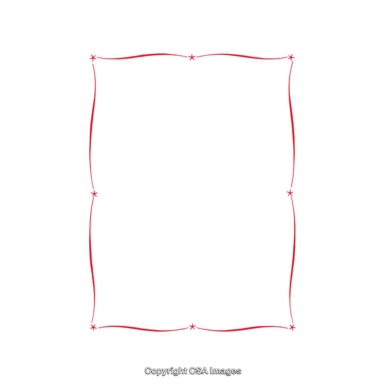 Minimalist Red Star Frame with Curved Lines on White Background