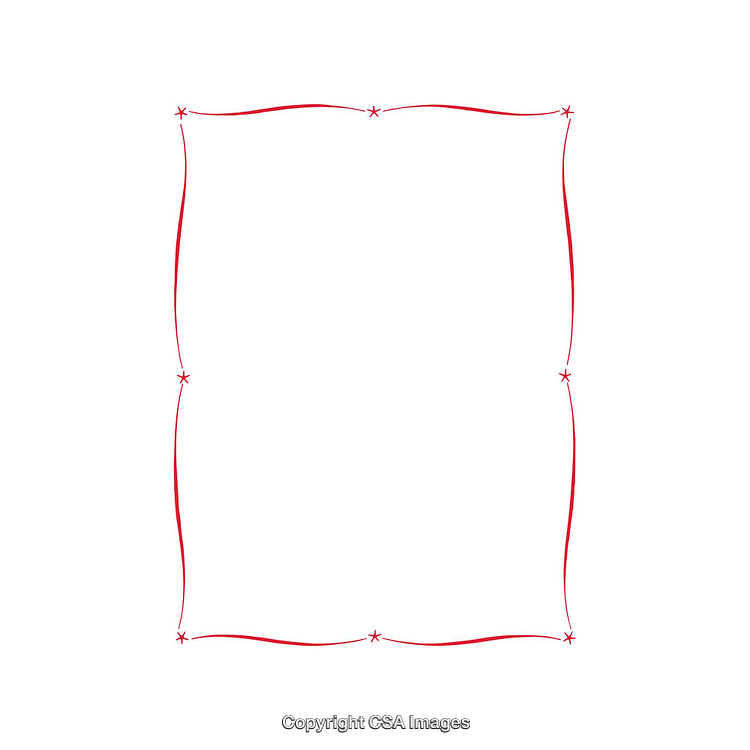 Minimalist Red Star Frame with Curved Lines on White Background