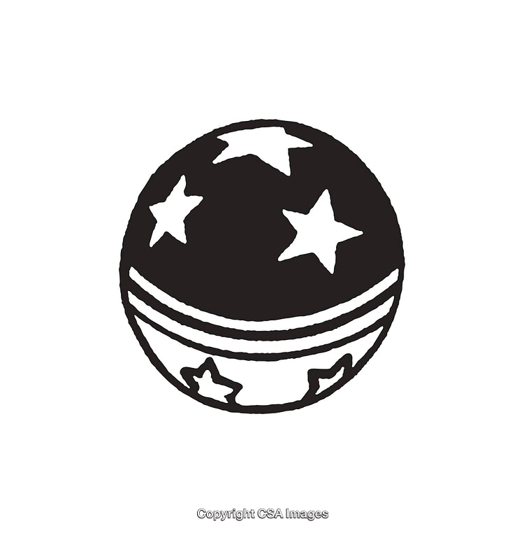 Black and White Line Art Illustration of a Decorated Star Ball