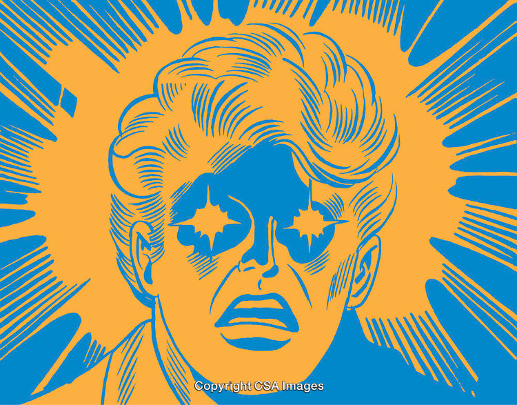 Abstract Pop Art Illustration of a Surprised Expression in Bold Colors
