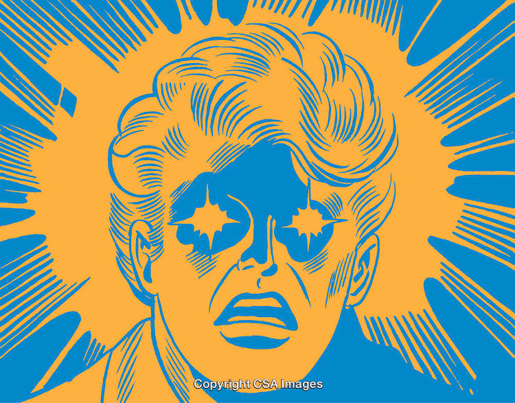 Abstract Pop Art Illustration of a Surprised Expression in Bold Colors