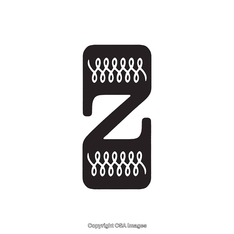 Black Letter Z Design with Decorative Patterns on White Background