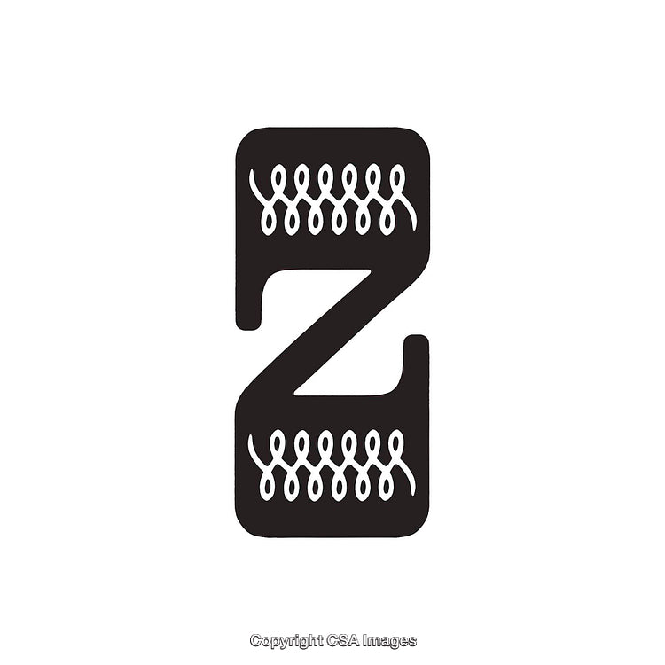 Black Letter Z Design with Decorative Patterns on White Background