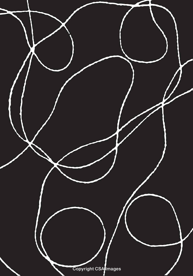 Abstract Monochrome Line Art with White Swirls on Black Background