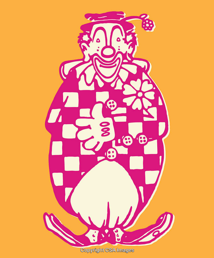 Bright Color Line Art of a Playful Clown Character Illustration