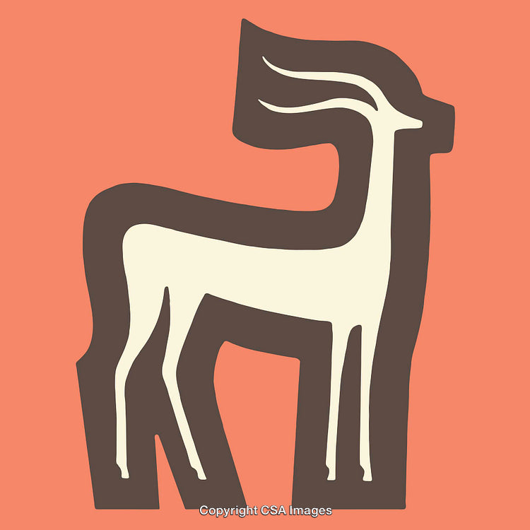 Stylized Line Art Illustration of a Graceful Antelope on a Bold Background