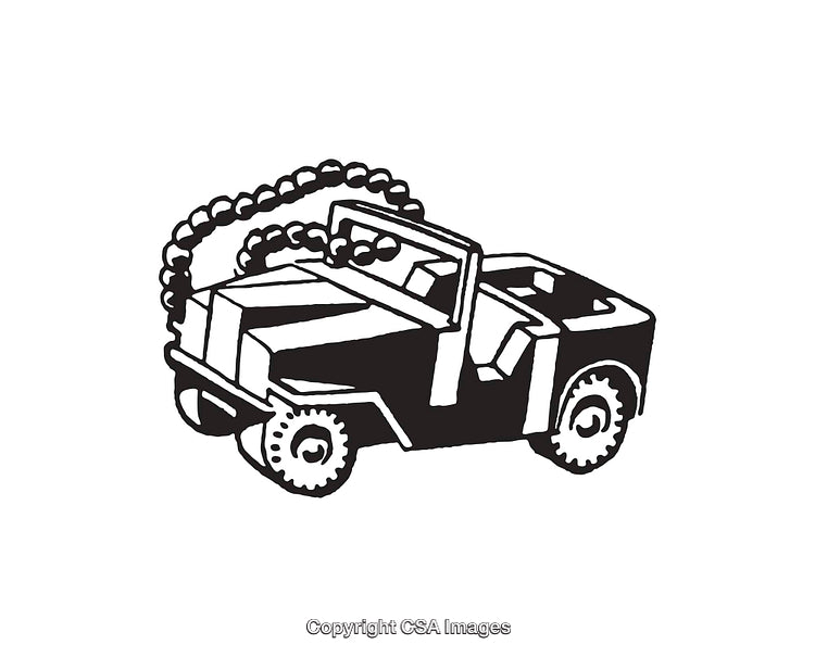 Black and White Illustration of an Off-Road Vehicle