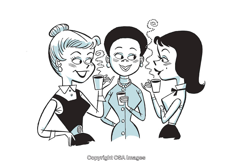 Retro Style Illustration of Three Friends Enjoying Coffee Together