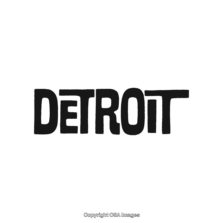 Detroit Typography in Bold Black Font on White Background