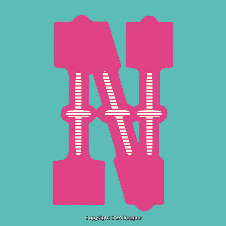 Stylized Pink Letter N On a Turquoise Background