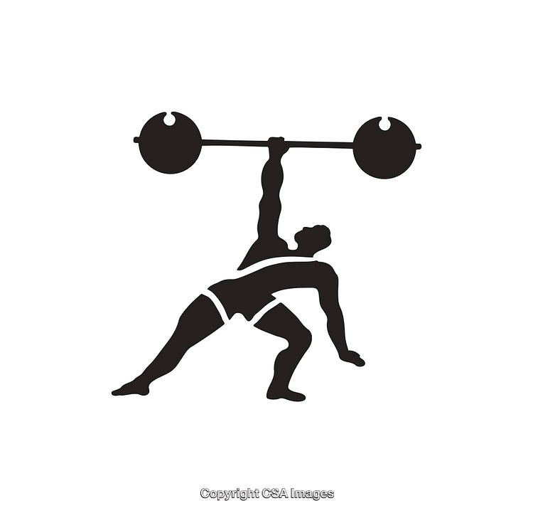 Silhouette Illustration of Weightlifter Lifting Heavy Barbell in Athletic Pose