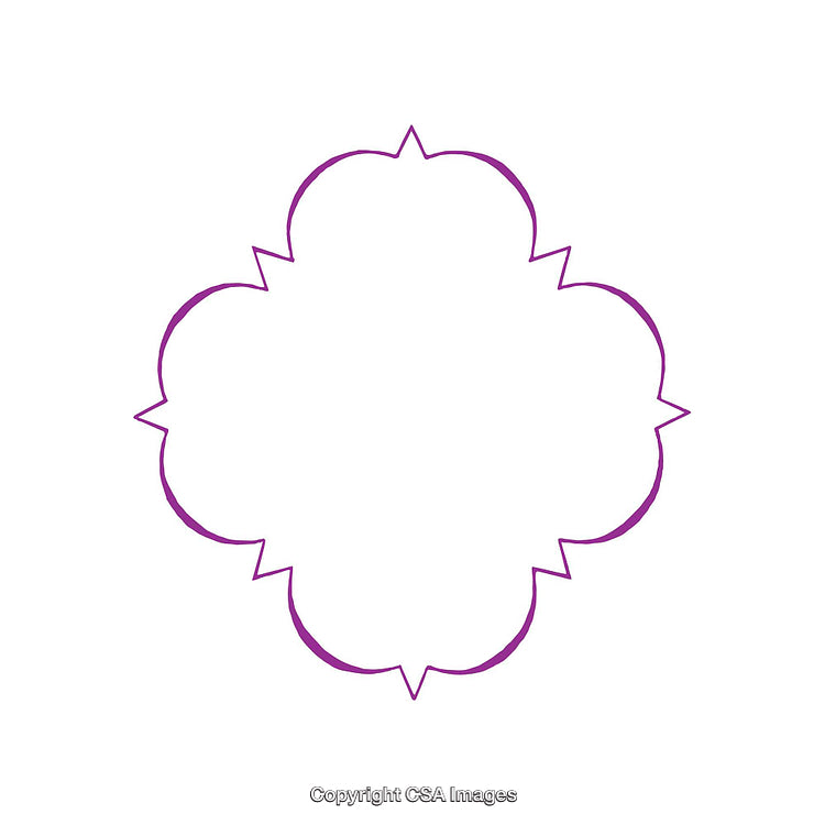 Symmetrical Geometric Shape in Purple on a White Background