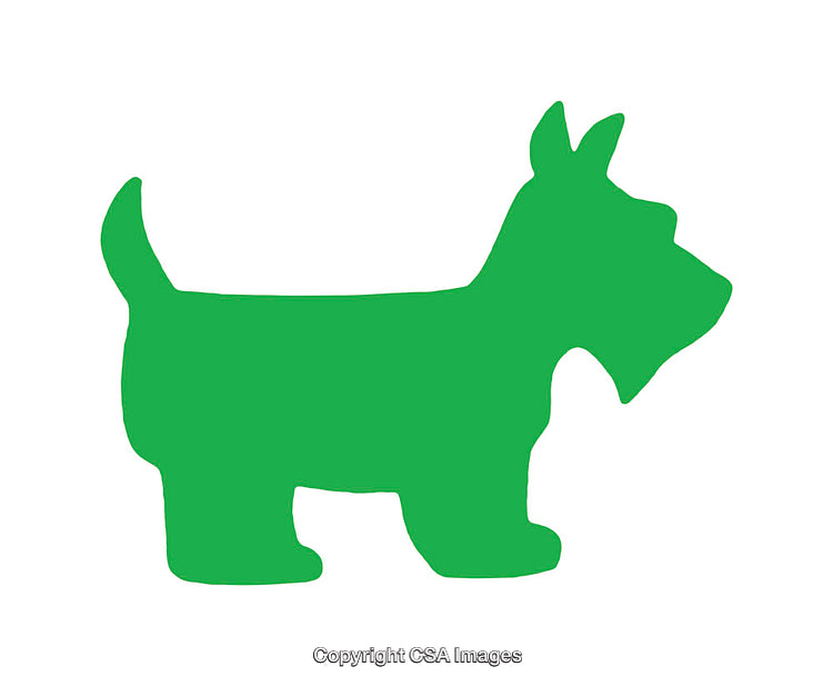 Green Silhouette Icon of a Dog on a White Background