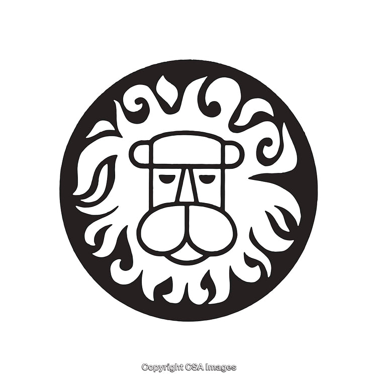 Black And White Stylized Lion Face Icon With Flowing Mane
