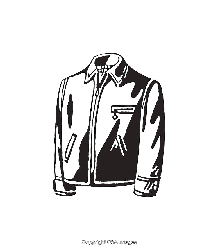 Stylish Black And White Line Art Illustration of a Jacket