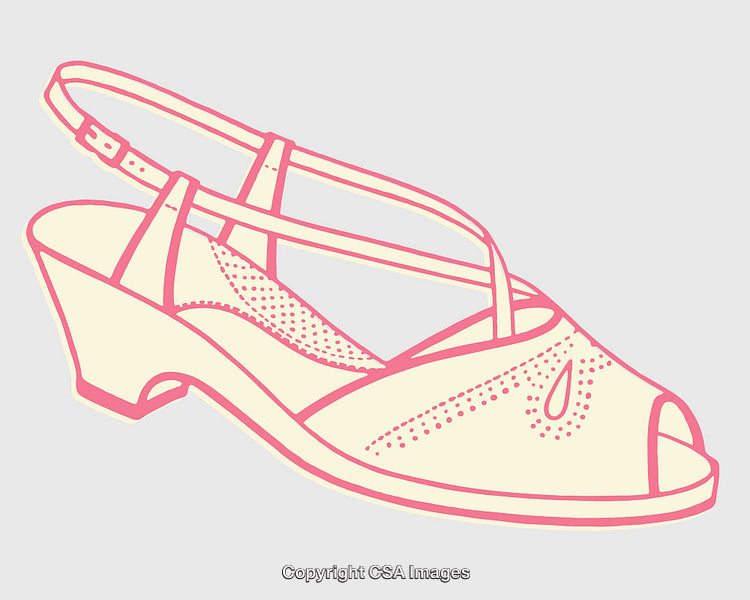 Stylish Line Art Illustration of a Peep-Toe Sandal in Pastel Colors