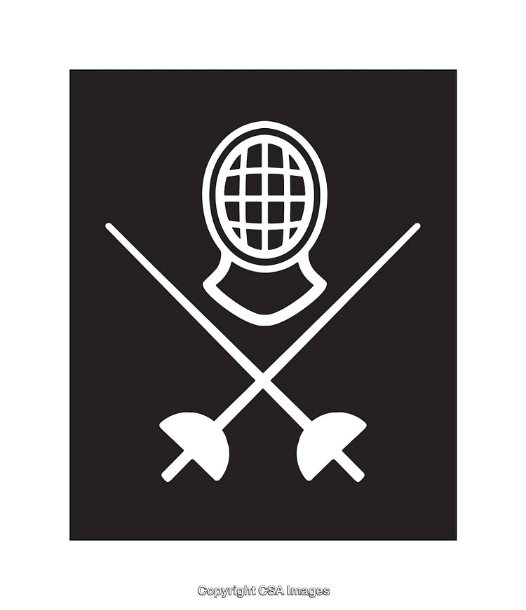Fencing Mask and Swords Icon in Monochrome Minimalist Design