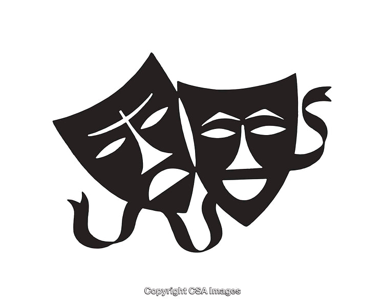 Classic Comedy and Tragedy Masks Symbolizing Theater and Drama