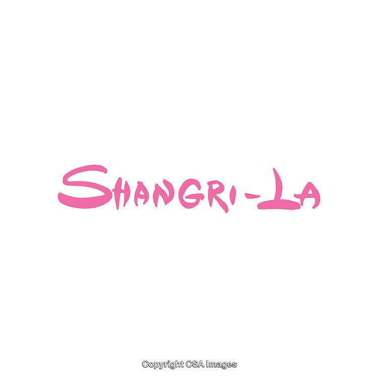Pink Handwritten Text 'Shangri-La' on a Clean White Background