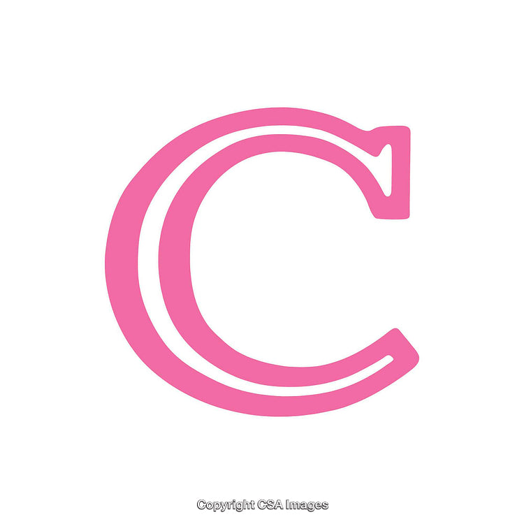 Pink Stylized Letter C Isolated on a White Background