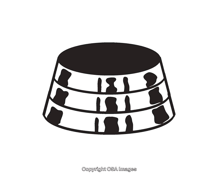 Black and White Illustration of a Striped Object with Unique Patterns