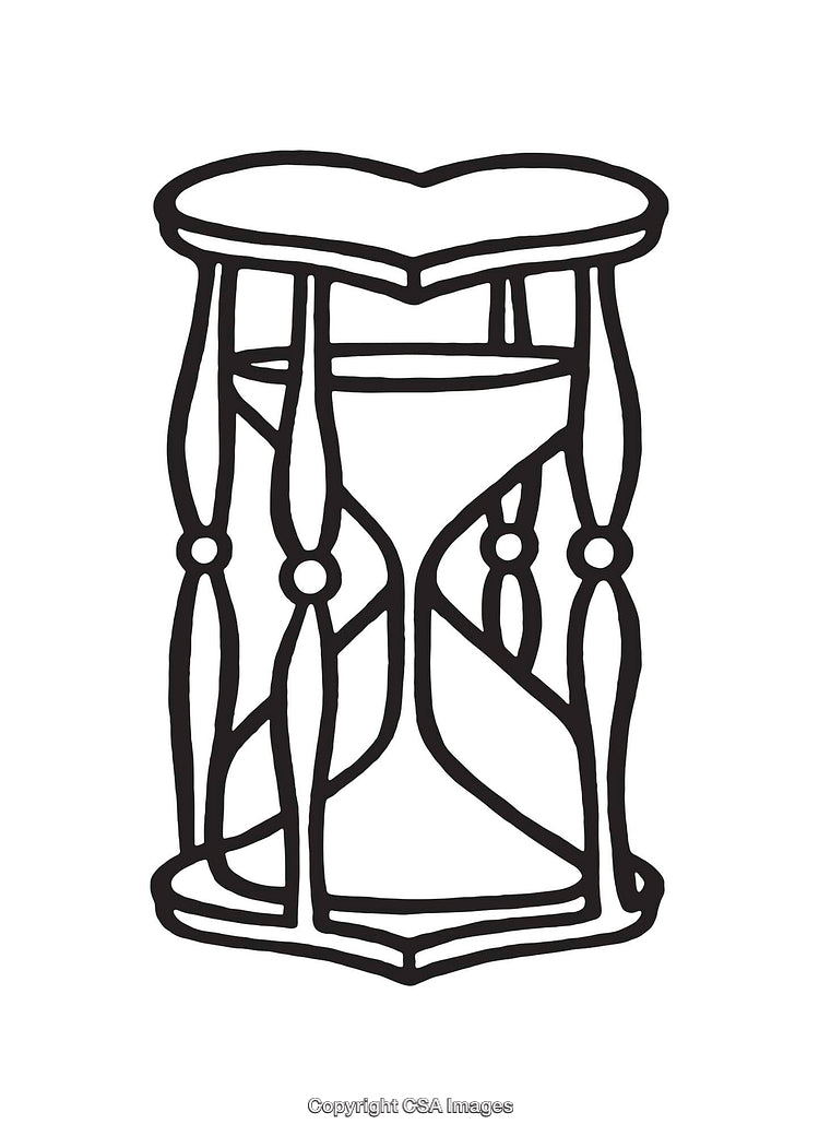 Hand-Drawn Black and White Hourglass Line Art Illustration