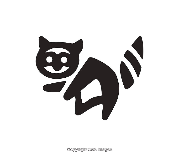 Black and White Minimalist Illustration of a Playful Animal Figure