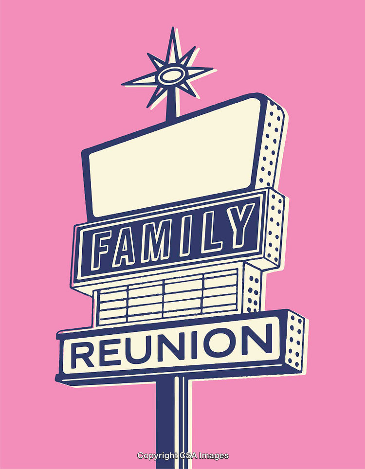 Retro Style Family Reunion Sign with Vibrant Pink Background